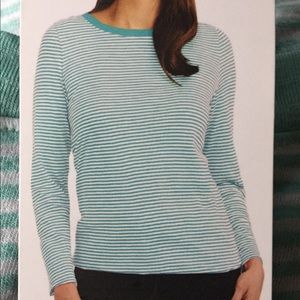 Splendid Aqua Stripe Top Shirt Button Back Blue